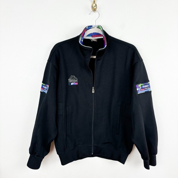 Vintage Kappa Jersey Black JASPO Japanese Bomber Jacket Sz L